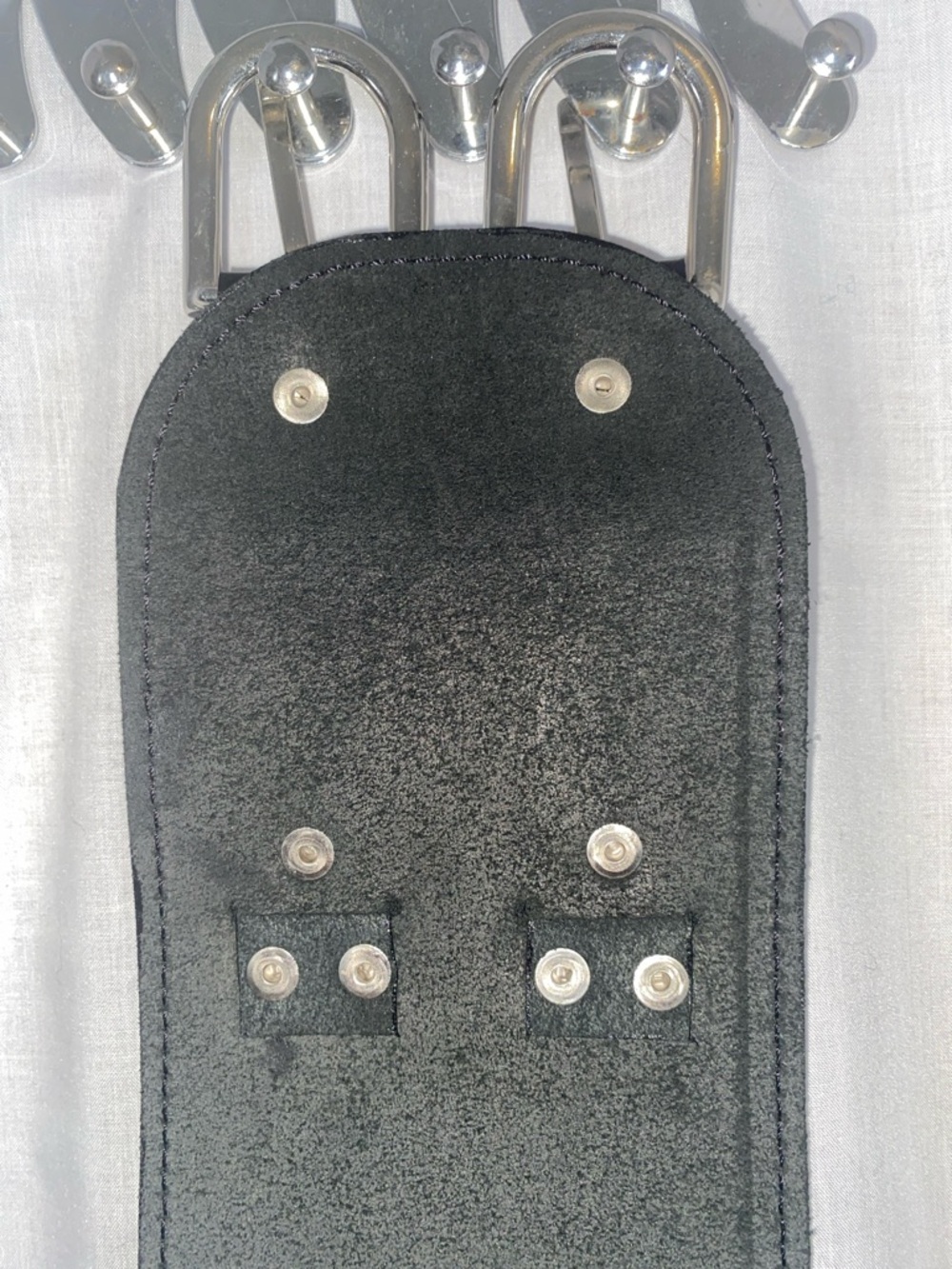 Wide Double Buckle Black Leather Stretch Belt - Picture 6 of 11